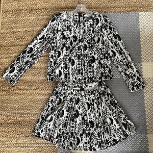 Piperlime black and white patterned top and skirt matching set